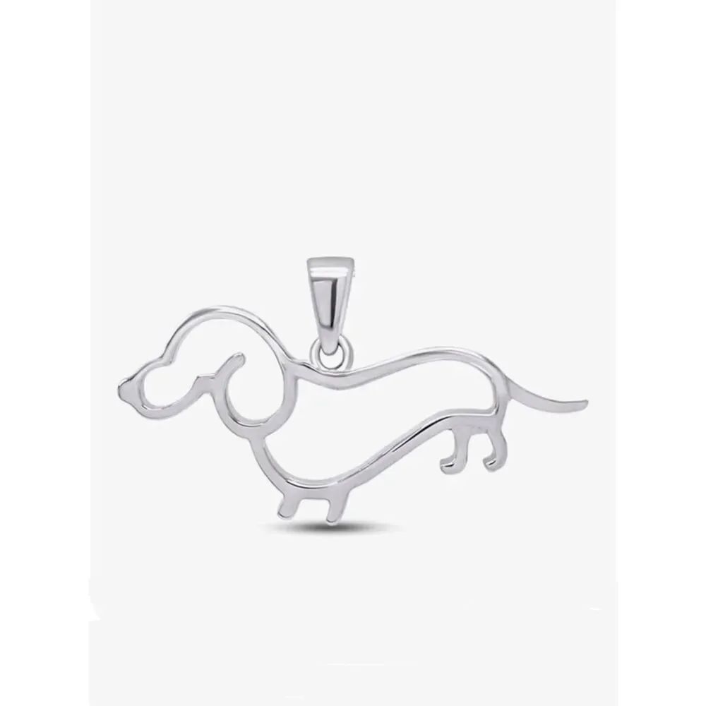 Wiener Dog Dachshund Dog Charm 14k Gold Plated Silver